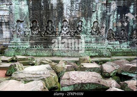 Bassorilievo al tempio di Preah Kahn. Siem Reap. Cambogia Foto Stock