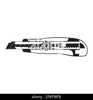 Sagoma della lama, illustrazione vettoriale. Coltello multiuso, lama retrattile. Illustrazione Vettoriale