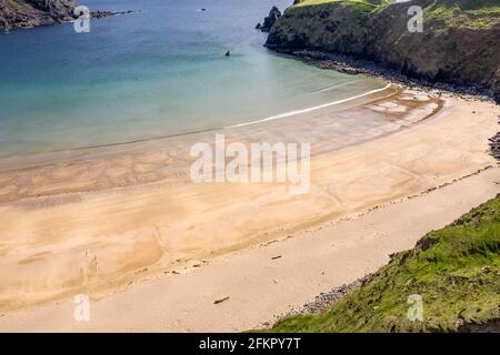 Veduta aerea del Silver Strand nella contea di Donegal - Irlanda. Foto Stock