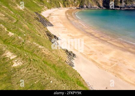 Veduta aerea del Silver Strand nella contea di Donegal - Irlanda. Foto Stock