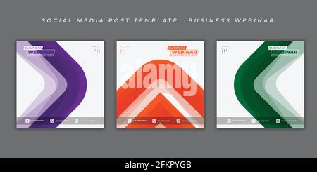 Set di modelli di post sui social media con design semplice. Semplice design dei modelli di post sui social media. Ottimo modello per la progettazione di banner Web. Illustrazione Vettoriale