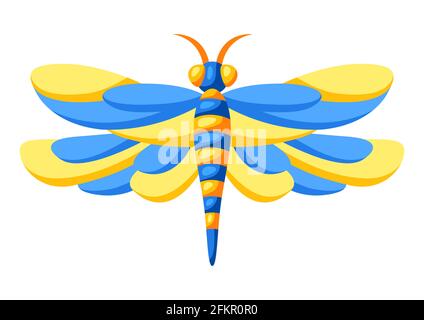 Illustrazione della libellula colorata. Insetto decorativo stilizzato. Illustrazione Vettoriale