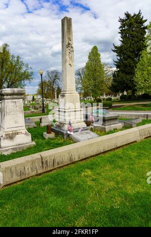 Lancaster, PA, USA - 20 aprile 2021: Gravesita del generale maggiore John Reynolds, ucciso il primo giorno della battaglia di Gettysburg. Foto Stock