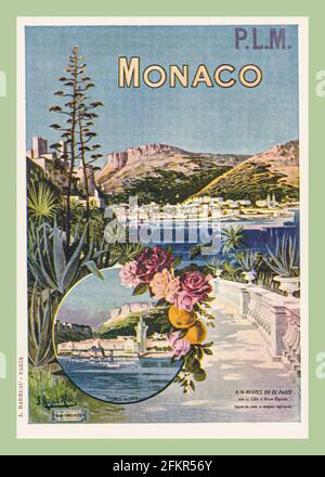 Travel Card/Poster vintage Monaco PLM 1900's Rail Travel Foto Stock