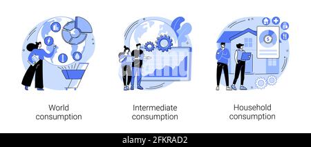 Illustrazioni vettoriali di concetto astratto dell'economia mondiale. Illustrazione Vettoriale