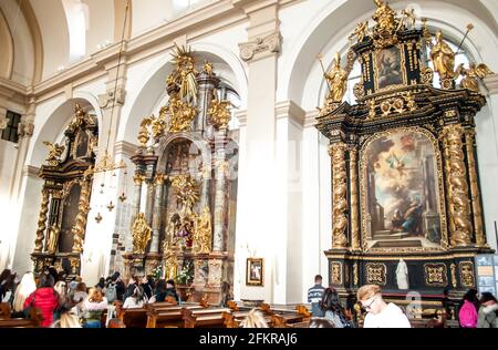 Praga, Repubblica Ceca, 22 marzo 2019: Interno della Chiesa di nostra Signora del Trionfante, Praga, Repubblica Ceca Foto Stock