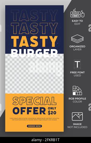 Promozione Social Media Story Template Vector Design. Food Post Template può essere utilizzato per Instagram Feed e Marketing Illustrazione Vettoriale