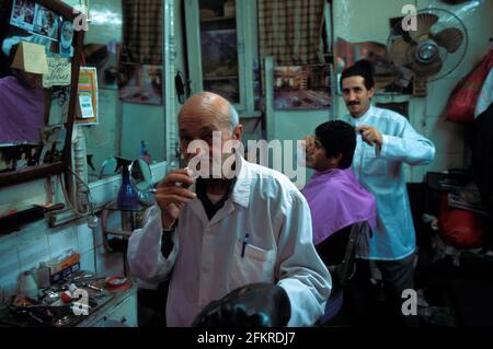 Barber Shop nel suq di al-Hamidiyah, Damasco, Siria Foto Stock