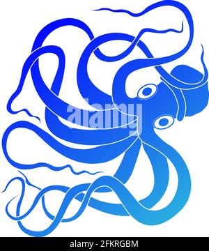 Polpo, illustrazione vettoriale isolata su sfondo bianco Illustrazione Vettoriale
