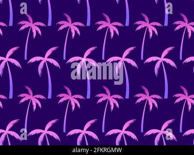 Palme motivo senza giunture, colore di sfumatura viola. Giungla tropicale, sfondo esotico per la pubblicità, cartoline, poster e banner. Illustrazione vettoriale Illustrazione Vettoriale