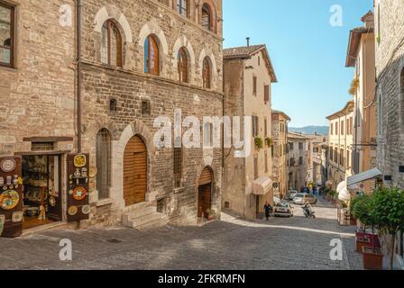 Centro storico di Gubbio, Umbria, Italia Foto Stock