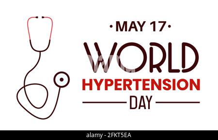 Giornata mondiale dell'ipertensione prevenzione della salute e consapevolezza Vector Concept celebrato annualmente il 17 maggio. Modello di sensibilizzazione per il giorno dell'ipertensione. Illustrazione Vettoriale
