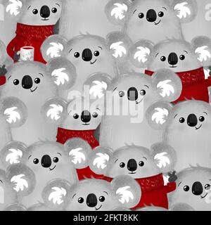 Modello koala senza cuciture. Modello digitale senza cuciture koala. Carta digitale 2 Foto Stock