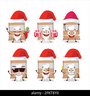 Emoticon Babbo Natale con cartone animato con sacchetto fast food. Illustrazione vettoriale Illustrazione Vettoriale