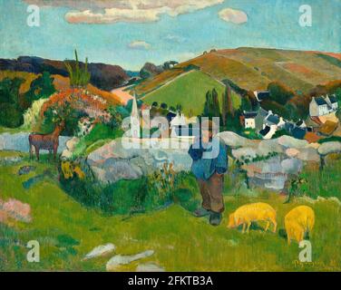 La Swineherd di Paul Gauguin (1848-1903 Francia) 1888 Foto Stock