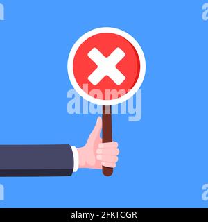 Segno di spunta con lancetta trasversale x piastra per striscioni rotonda business concept disegno piatto illustrazione vettoriale. Illustrazione Vettoriale