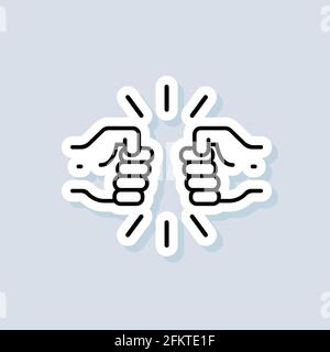 Adesivo, logo, icona per punzonatura Bro fist. Vettore. Icona a forma di bump. Concetto di relazione. Vettore su sfondo isolato. EPS 10 Illustrazione Vettoriale