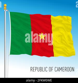 Bandiera nazionale ufficiale del Camerun, paese africano, illustrazione vettoriale Illustrazione Vettoriale