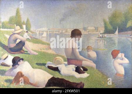 Georges Seurat, bagnanti ad Asnierés, 1884, olio su tela, Galleria Nazionale, Londra Foto Stock