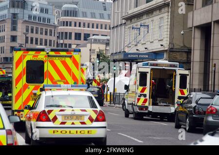 Incidente alla stazione di Aldgate East. 7/7/05 Foto di Gavin Rodgers/Pixel8000 Foto Stock