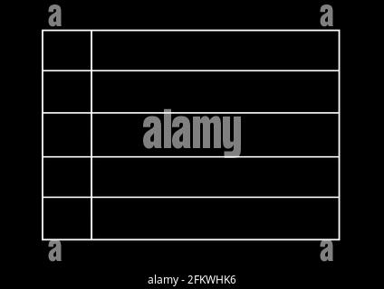 Illustrazione della tabella con le celle nere e la cornice bianca con spazio di copia Foto Stock