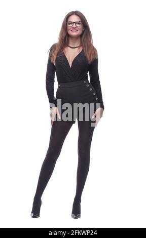 in piena crescita. giovane donna elegante in abiti alla moda . Foto Stock