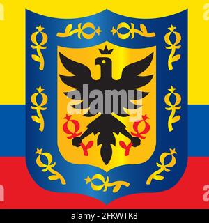 Santa Fe de Bogota stemma comunale ufficiale, capitale della Repubblica colombiana, Colombia, illustrazione vettoriale Illustrazione Vettoriale