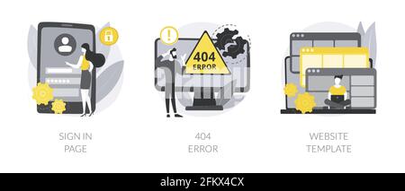 Illustrazioni vettoriali astratte di concetto di interfaccia di pagina di sito web. Illustrazione Vettoriale