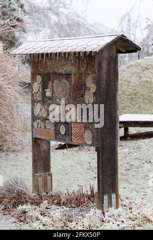 Insect Hotel in inverno Foto Stock