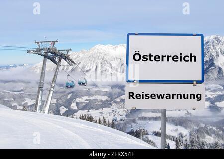 Simbolo immagine, Austria avvertimento di viaggio, montaggio Foto Stock