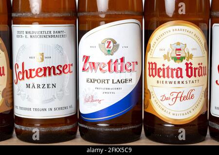 Birra Waldviertler, Zwettler, Weitra Bräu e Schremser, Austria Foto Stock
