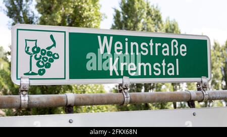 Segnale, Weinstrasse Kremstal NÖ, Austria Foto Stock