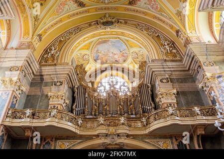 Organo a Brixner Dom, Brixen in Alto Adige, Italia Foto Stock