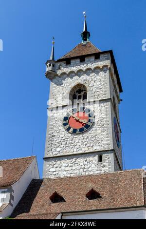 Torre della Chiesa di St, Johann in Sciaffusa, Svizzera Foto Stock