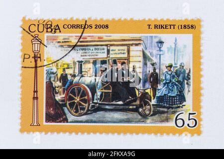 Francobollo Cuba Correos, Auto d'epoca serie Foto Stock
