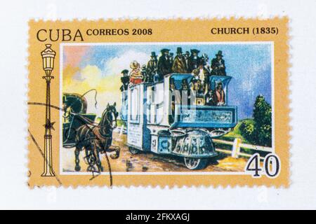 Francobollo Cuba Correos, Auto d'epoca serie Foto Stock