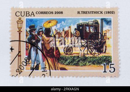 Francobollo Cuba Correos, Auto d'epoca serie Foto Stock