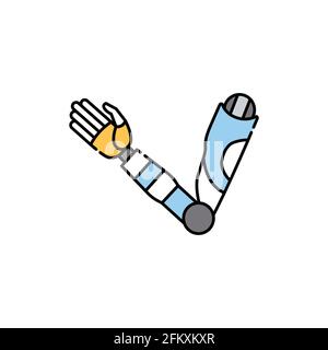 Icona della linea di colore della mano artificiale bio. Disabilità. Elemento vettoriale isolato. Pittogramma per pagina web, app mobile, promo Illustrazione Vettoriale