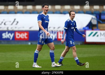 Elkan Baggott (L) e Albie Armin (R) di Ipswich Town - Ipswich Town U18 contro Sheffield United U18, fa Youth Cup, Portman Road, Ipswich, Regno Unito - 30 aprile 2021 Foto Stock