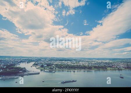 Vista sul reno, sulla Mosella e sul Rheinland -Pfalz Foto Stock