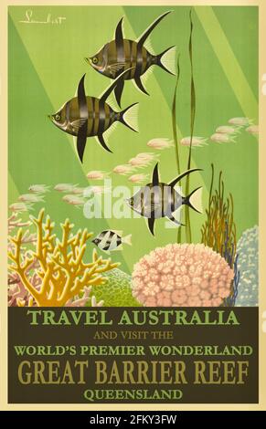 Poster di viaggio d'epoca - Travel Australia. Foto Stock