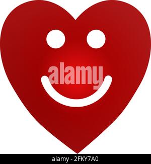 Cartoon sorridente cuore femminile su sfondo bianco Illustrazione Vettoriale