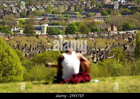 VISTA DI LONDRA NORD DA ALEXANDRA PALACE MAGGIO 2001 Foto Stock