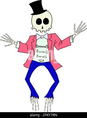 Skeleton Cartoon che dà un'illustrazione del vettore di Thumbs Up Illustrazione Vettoriale