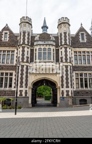 Edificio principale dell'Università di Otago a Dunedin, Isola Sud della Nuova Zelanda Foto Stock