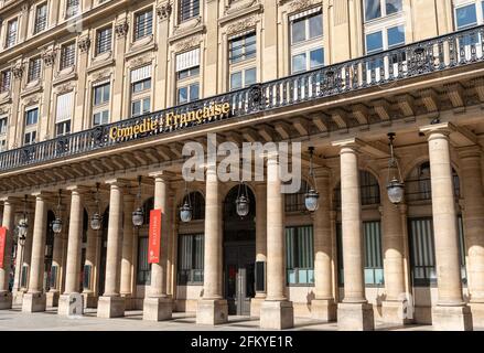 La facciata della Comedie Francaise a Parigi Foto Stock