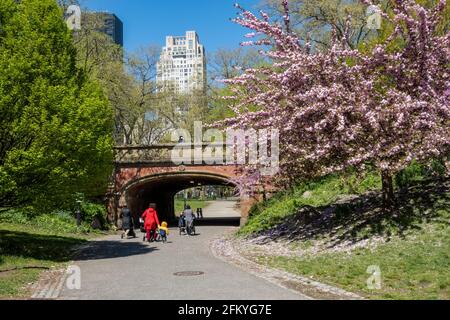 Il Driprock Arch e il sottopassaggio in Central Park sono bellissimi in primavera, New York City, Stati Uniti Foto Stock