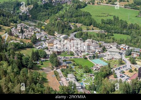 Vista dall'Orrido di Pré Saint Didier - Valle d'Aosta - Italia Foto Stock