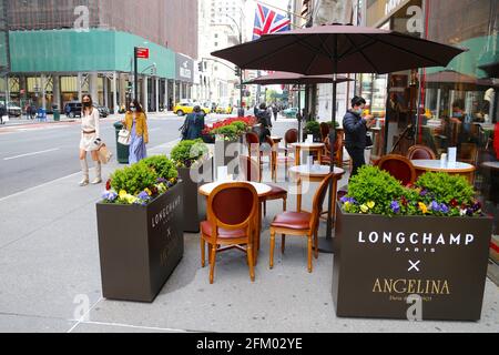 Angelina Paris aprirà una terrazza pop-up presso il negozio Longchamp sulla Fifth Avenue a New York, NY il 4 maggio 2021. I 15 posti sono aperti tutti i giorni da maggio a luglio.Foto di Charles Guerin/ABACAPRESS.COM Foto Stock