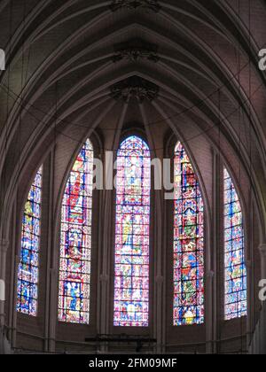 Europa, Francia, Eure-et-Loire, Chartres, Cattedrale di Chartres, Cattedrale, Cattedrali, Gotico, vetro colorato, vetrate, UNESCO Foto Stock